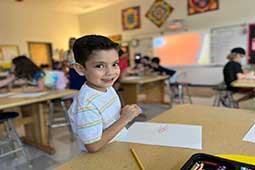 Kindergarten student in classroom